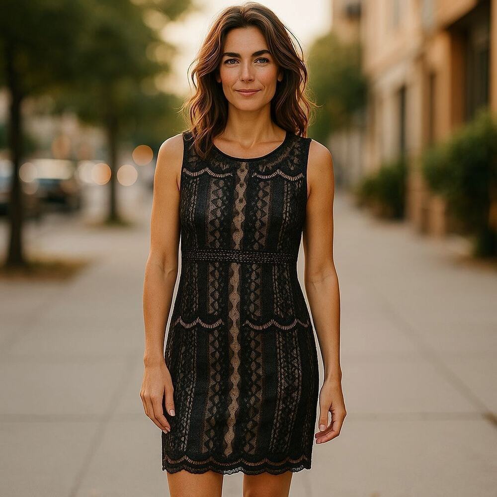Chicos 2.5 black lace sheath dress sz 14 sleeveless